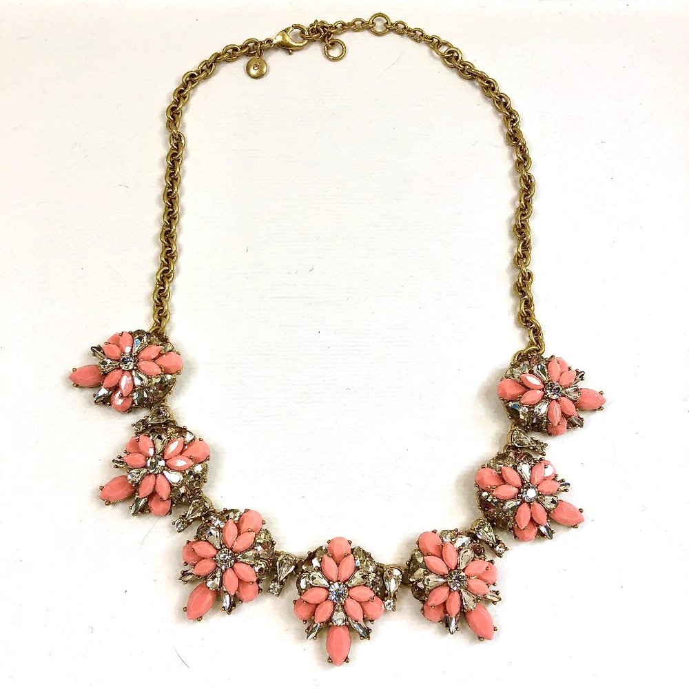 J.CREW 💗 Pink & gold floral statement necklace